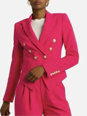 Choosy Bold Pink Magenta Double-Breasted Blazer Jacket NWT Size 2